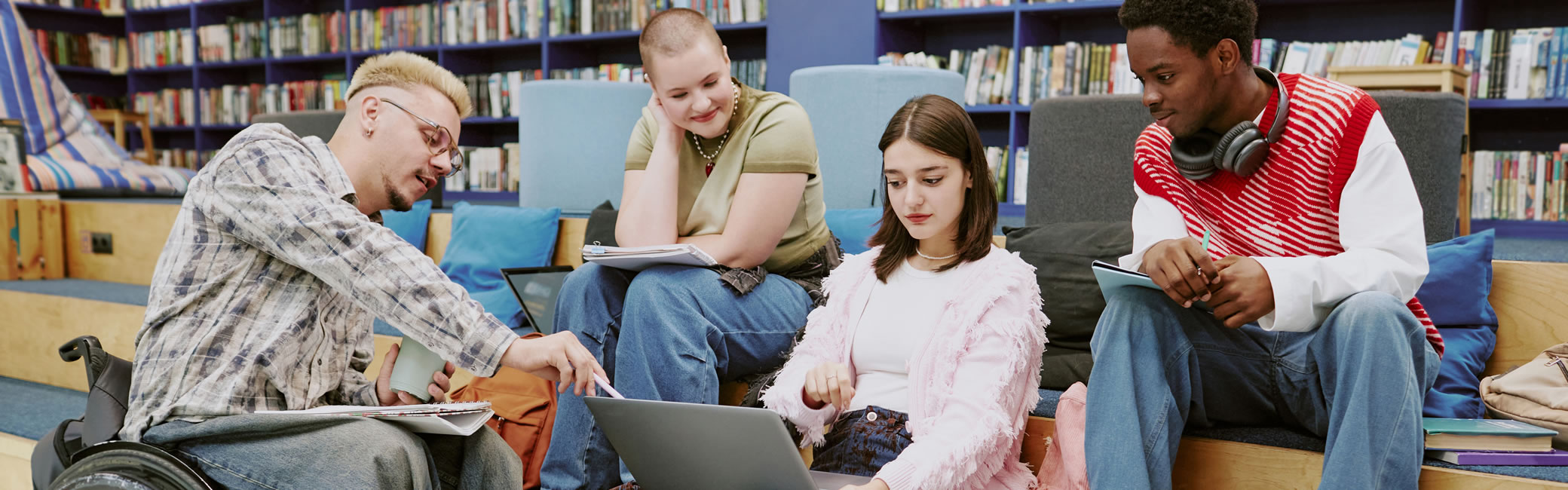 Young adults in library