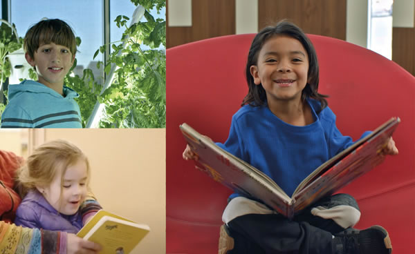 Children reading in the library