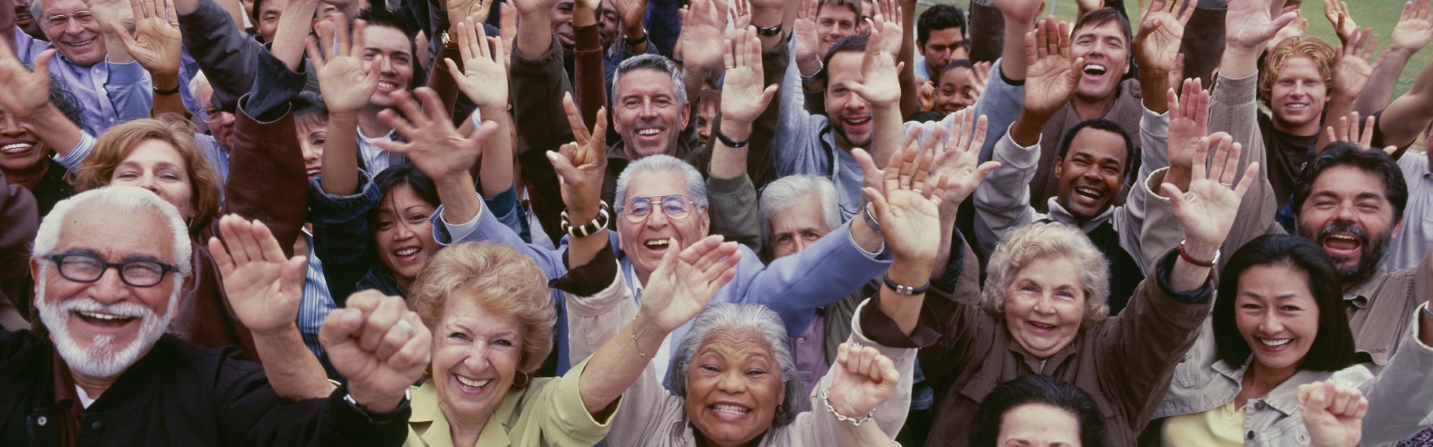 People high-fiving in library